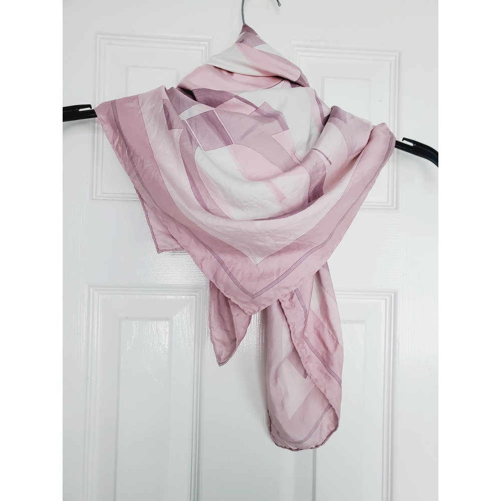 Salvatore Ferragamo Scarf Pink Gancini Logo Silky Geometric Luxury Accessory OS - Picture 3 of 7